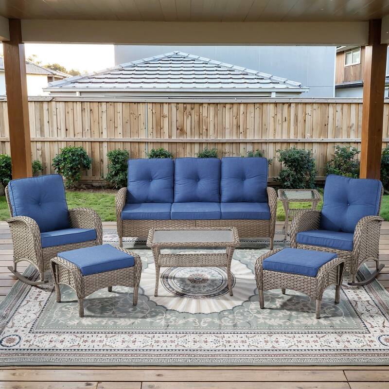 Gymojoy Outdoor Wicker Patio Furniture Sofa Chair Set Weather-Resistant