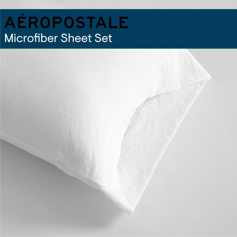 Aeropostale Premium All Season Microfiber White Sheet Set