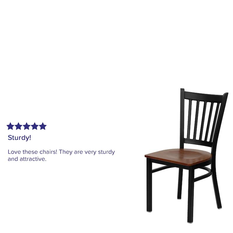 2 Pack Vertical Back Metal Restaurant Chair - 17"W x 20.25"D x 34.25"H