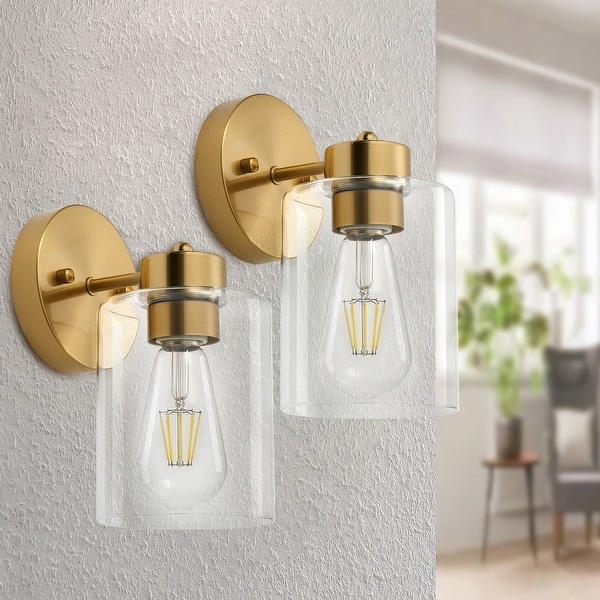 Brushed gold bathroom wall lights deals