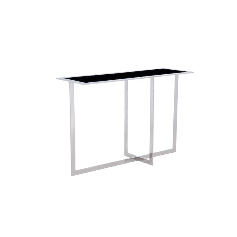 Pasargad Home Luxe Glass & Steel Console Table, Black - W47"xD16"xH32" - Black