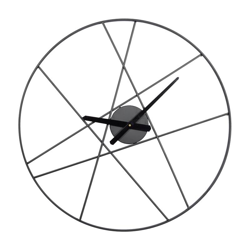 Metal Open Frame Round Wall Clock - Black - CosmoLiving by Cosmopolitan - Black