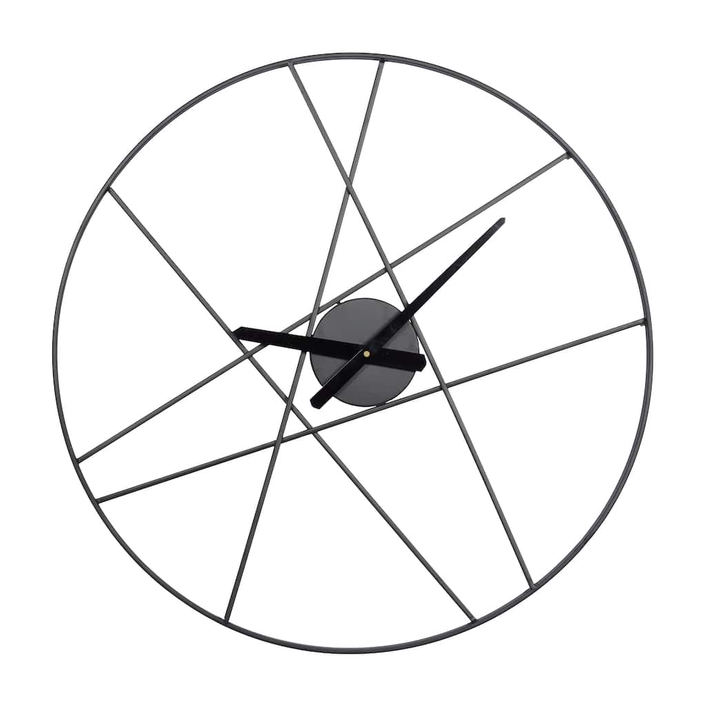 Metal Open Frame Round Wall Clock - Black - CosmoLiving by Cosmopolitan