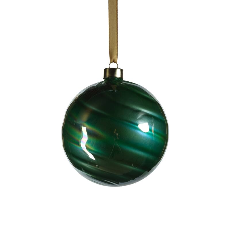 4.75" Pearl Luster Glass Ball Ornaments, Set of 4 - Green