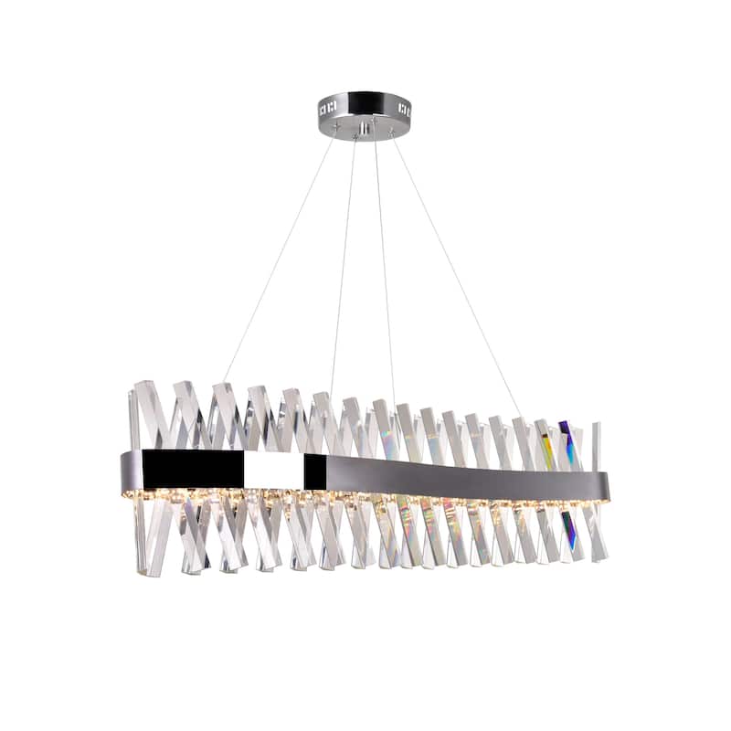 Glace Integrated LED 40in Curved Chrome Chandelier - Chrome