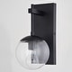 preview thumbnail 9 of 11, VAXCEL Keeler 12 in. H 1-Light Matte Black Contemporary Outdoor Wall Sconce, Metal, Clear Glass Globe Shade, LED Compatible