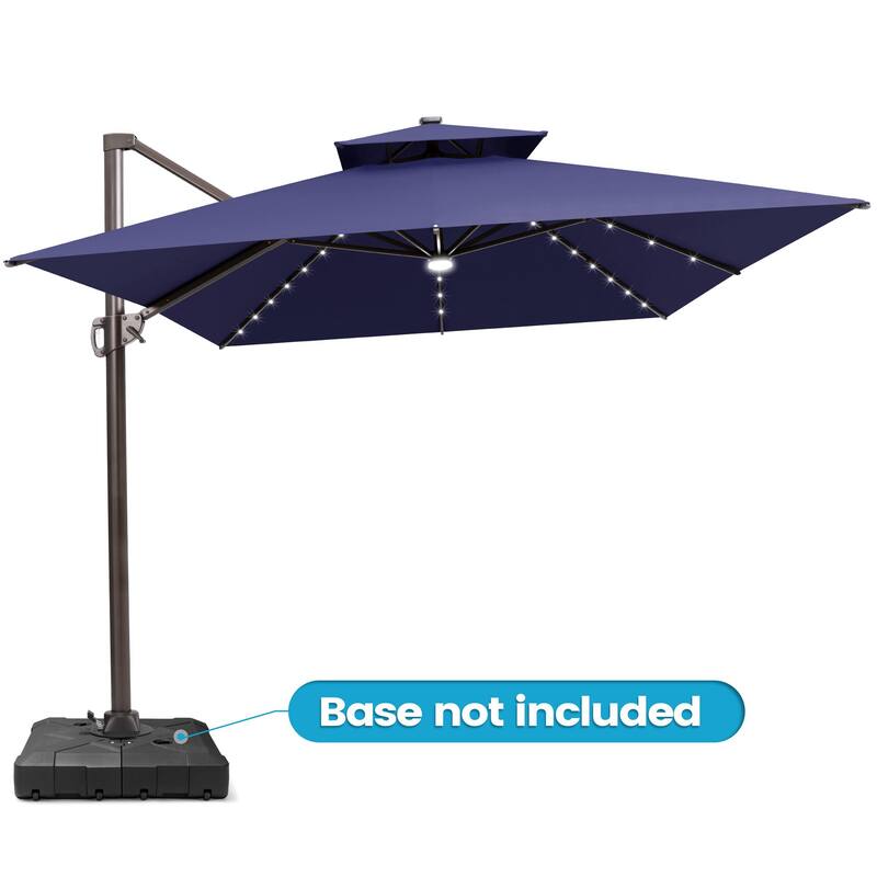 10 FT x 13 FT Outdoor LED Lighted Double Top Patio Cantilever Umbrella
