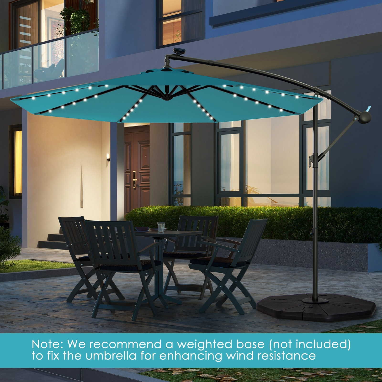 kayleigh offset solar led patio 10 cantilever umbrella 360-Degree w/ Tilt Find the perfect angle HOMSHADE 10ft Solar LED Cantilever