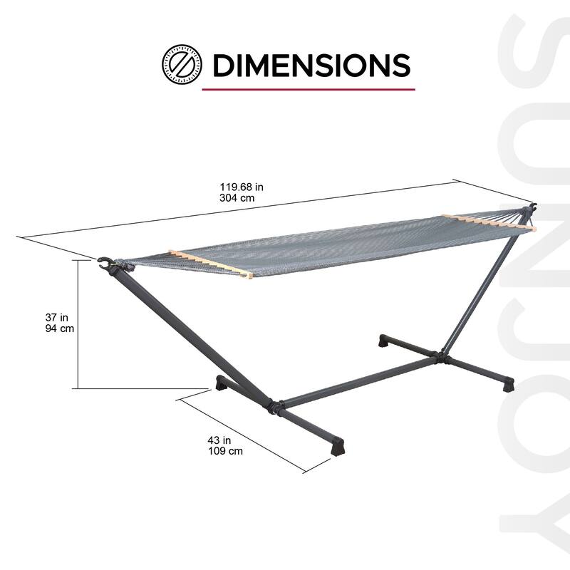 Sunjoy Hammock Stand with Net Portable & Durable Outdoor Relaxation Grey