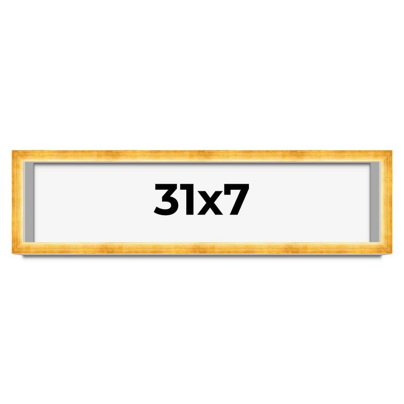 31x7 Shadow Box Frame Gold | 1.625 Inches Deep Real Wood Traditional