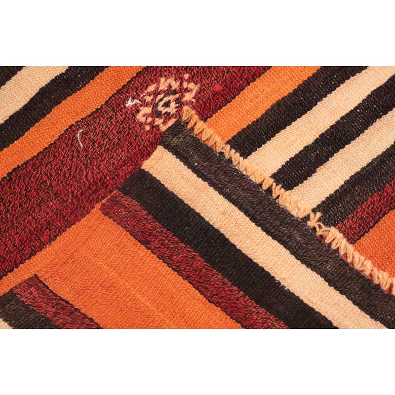 Hand Woven Oriental 100% Wool Carpet Southwestern Tribal Oranges & Rust Kilim Area Rug - 9' 11'' X 5' 7''