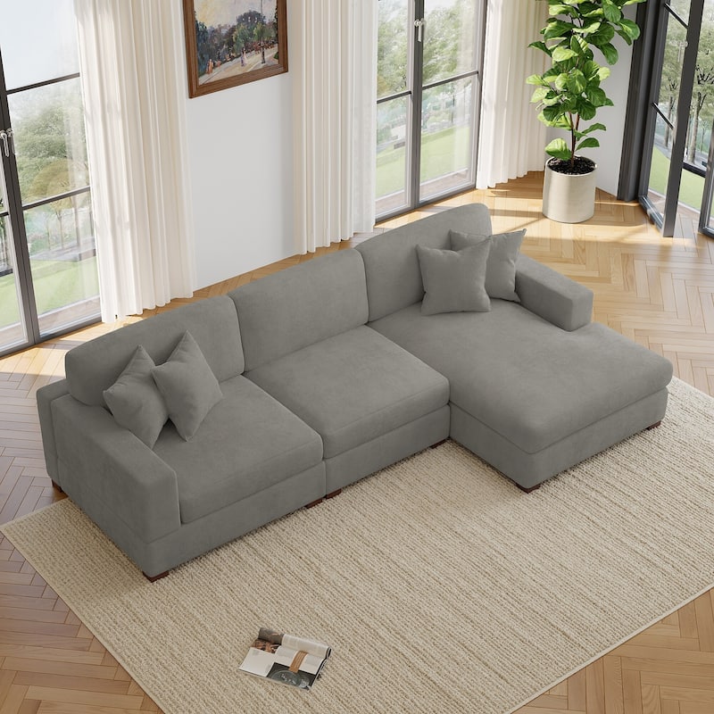 Oversized Modern Chenille Modular Sectional Sofa with Chaise