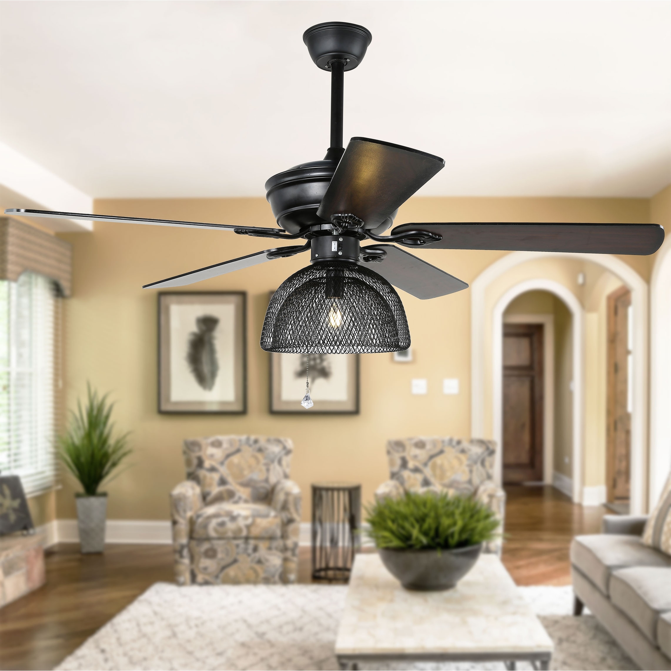 42 Black Industrial Ceiling Fan With Remote Control Reversible Overstock 32572703