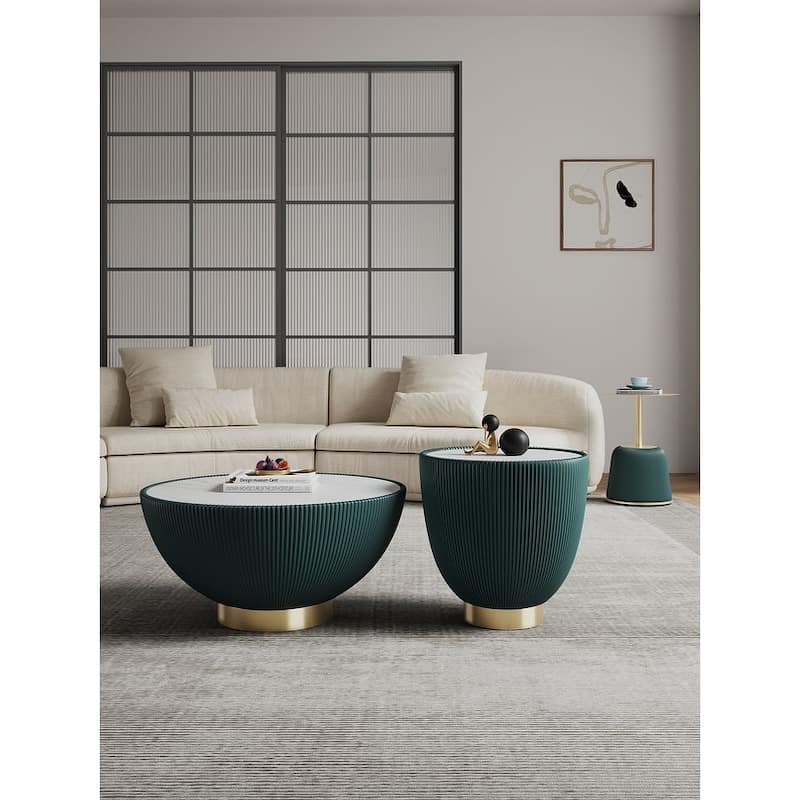 Manhattan Comfort Modern Anderson 2.0 Upholstered 3 Piece Table Set - Green