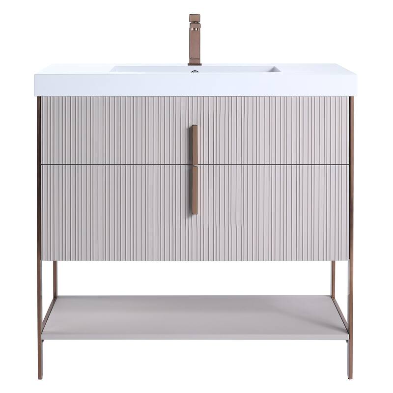 Fine Fixtures Serenity Modern Bathroom Vanity with White Gel Acrylic Top
