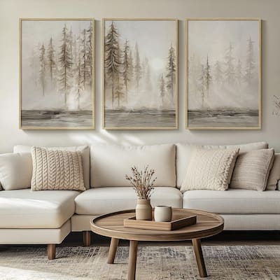 Abstract Pastel Grunge Forest Landscape Tree Canvas Artwork Set