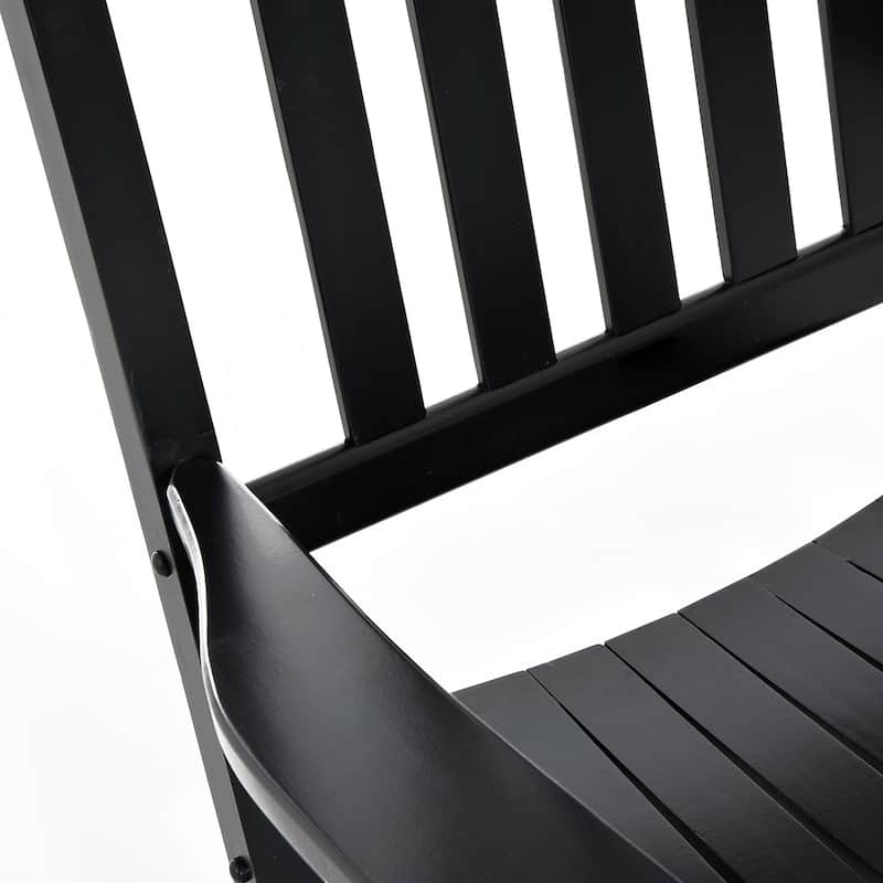 Outdoor Patio Wooden Rocking Chair with Smooth Armrests, High Back for Garden, Balcony, Porch, Supports Up to 352 lbs