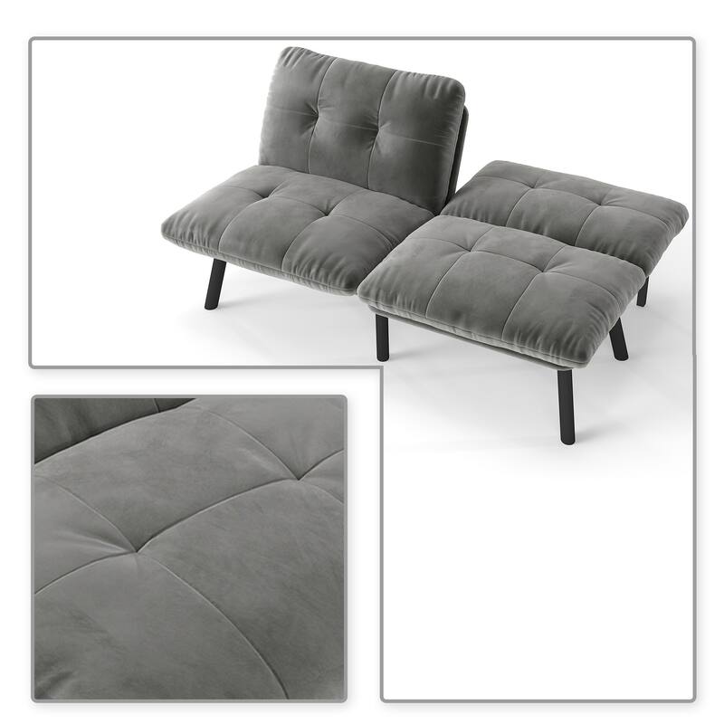 Classic Velvet Upholstered Convertible Futo Sofa Bed with Adjustable Split Backrest