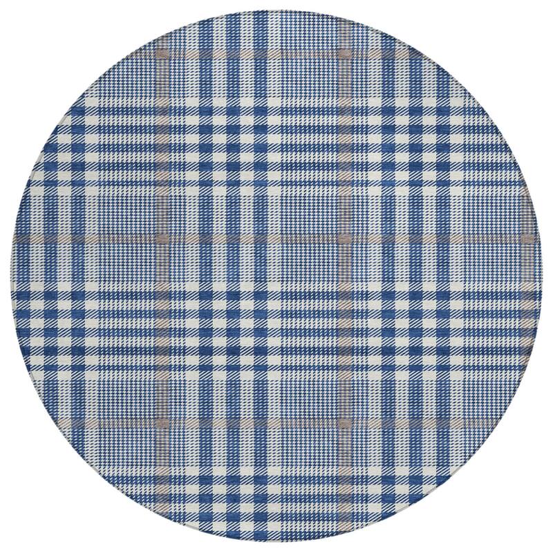 HomeRoots Plaid Transitional Rectangle Outdoor Rug