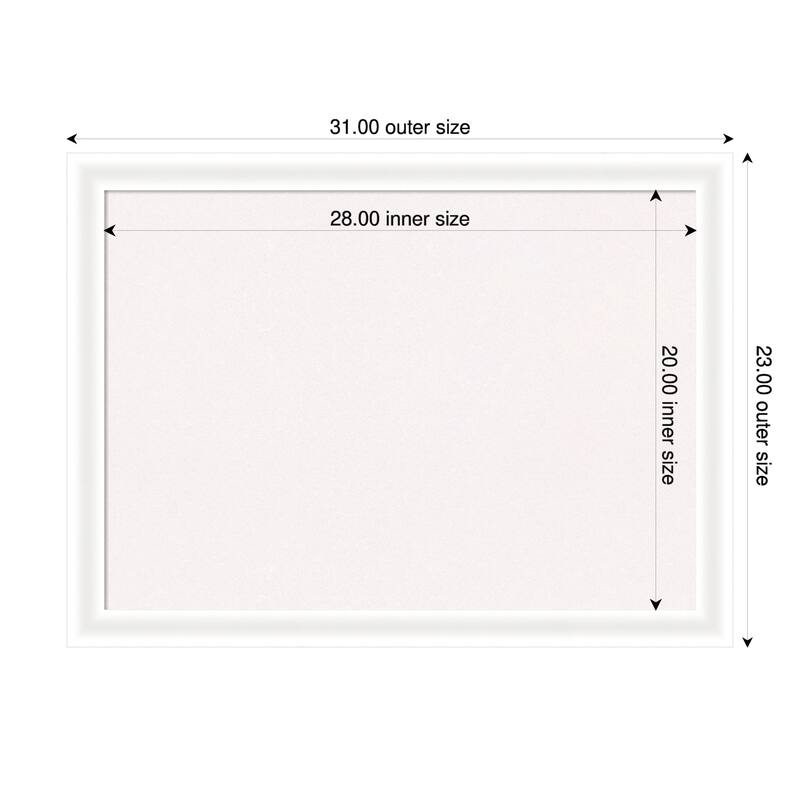 Oliver White Narrow Wood Framed Cork Board - Bulletin Board, Organization Board, Pin Board - White - 31 x 23 in