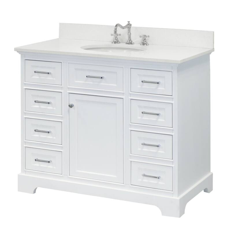 KitchenBathCollection Aria 42" Bathroom Vanity with Quartz Top