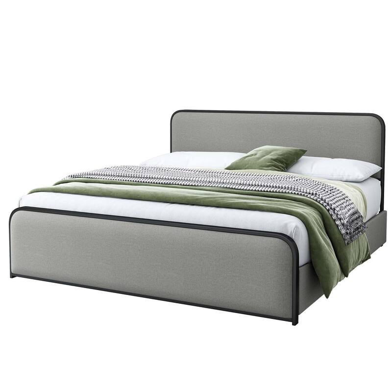 82.90" Metal Frame King Platform Bed with with 4 Storage Drawers
