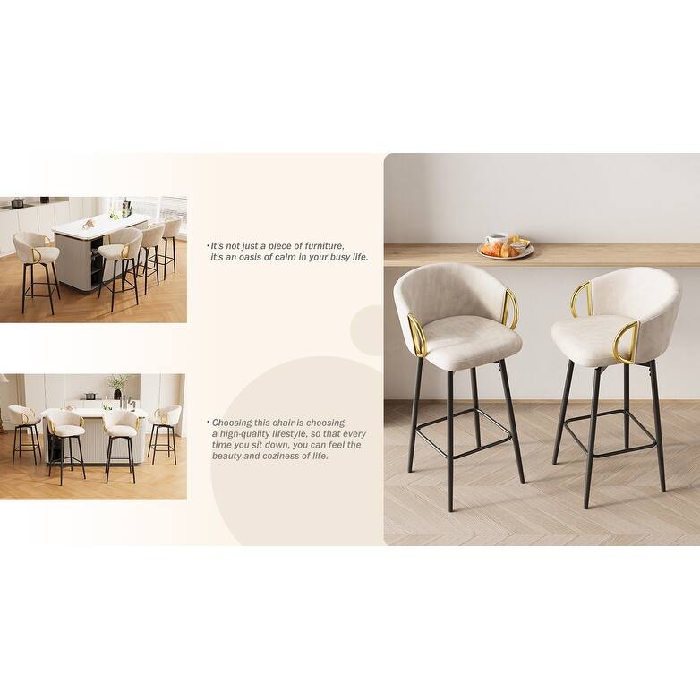 30 Inch Dining Chairs Set Of 4 Modern Style 360°Swivel Bar Chairs With Simple Design