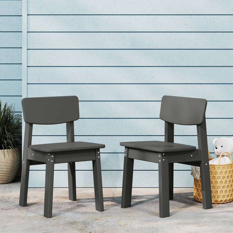 Polytrends Modern Mini Kids Outdoor Dining Chair (Set of 2)