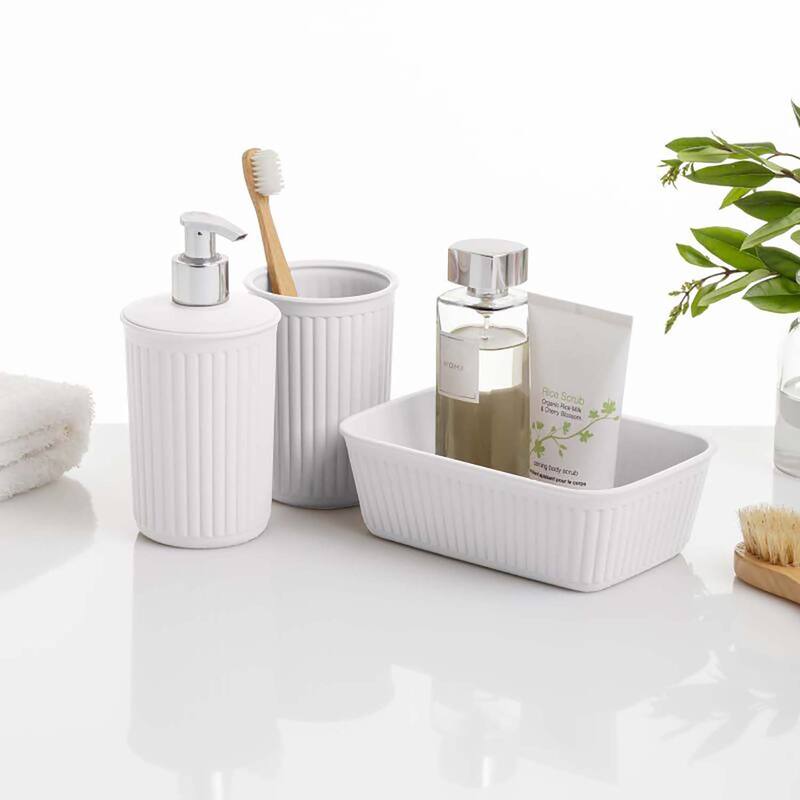Superio Ribbed Bathroom Accessory Set, 4 pack - 6.34"W x 4.41"D x 6.54"H