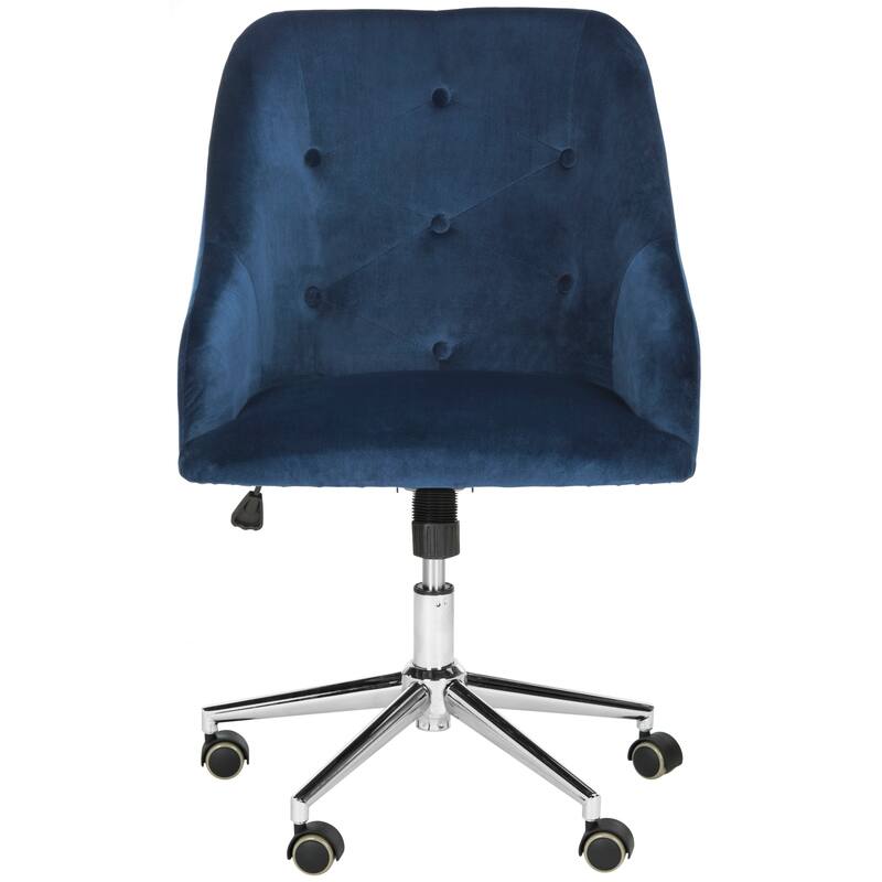 SAFAVIEH Miriyam Tufted Swivel Office Chair - Navy/Chrome