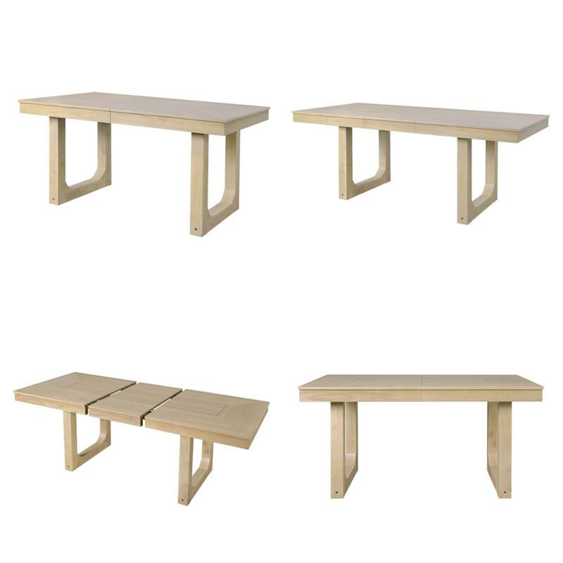 7 Piece Wood Extendable Dining Table Set with 6 Upholstered Chairs