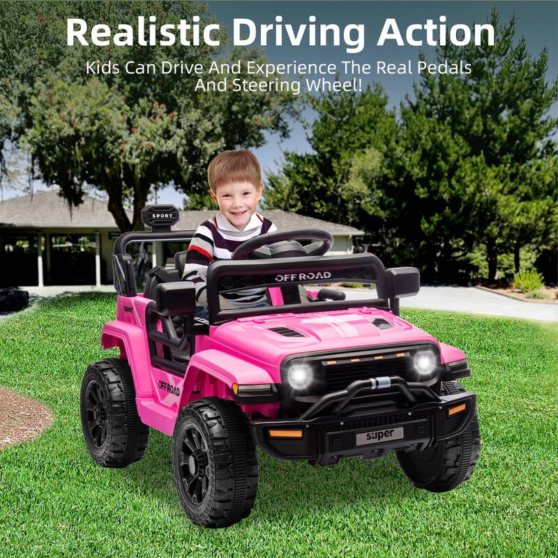 12V Electric Kids Ride on Truck, Toy Vehicle with Remote Control for Best Kids Gift