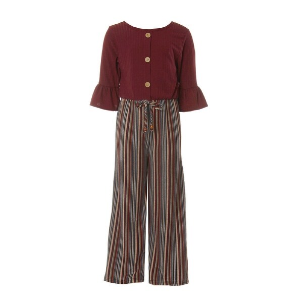 girls burgundy jumpsuit