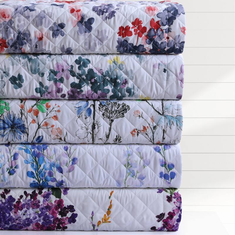Azores Home Floral Printed Oversized Quilt Set