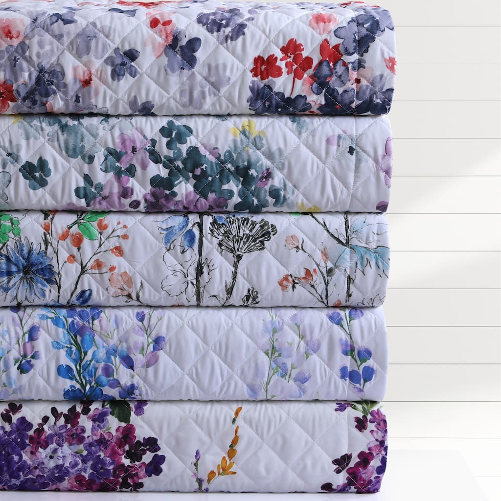 Azores Home Floral Printed Oversized Quilt Set
