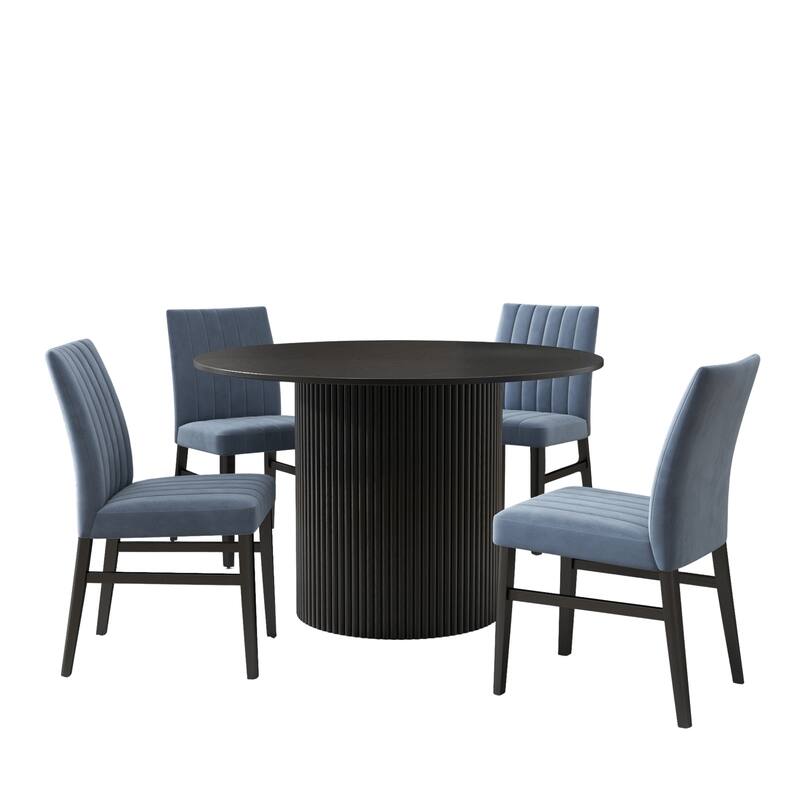 Roundhill Furniture Henriet 5-Piece Round Pedestal Dining Set
