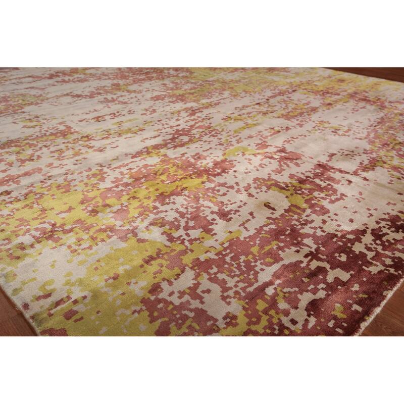 Contemporary Abstract Indian Square Rug Handmade Wool Carpet - 8'0" x 8'1"