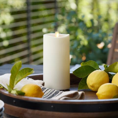LUMINARA - Pearl Ivory OUTDOOR Flameless Candle Pillar - Melted Top Unscented - 3.2" x 4.5, 6.5, or 8.5"