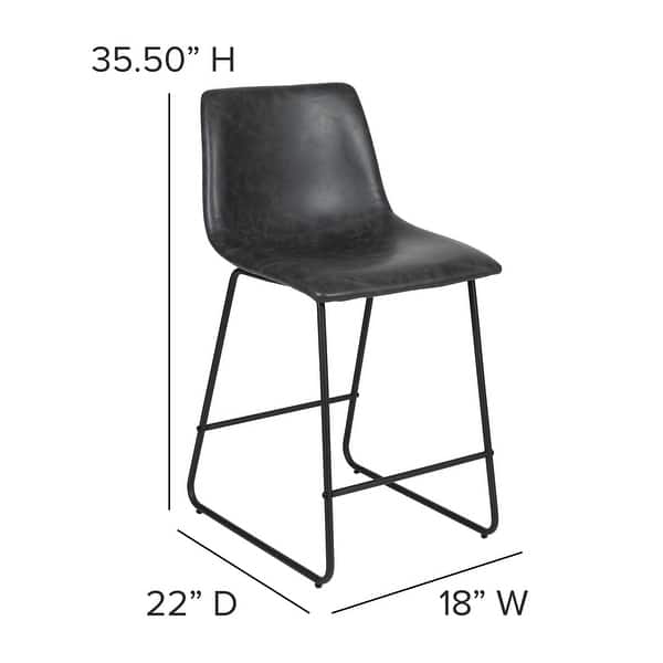 dimension image slide 2 of 3, Upholstered Counter Height Modern Dining Stools (Set of 2)