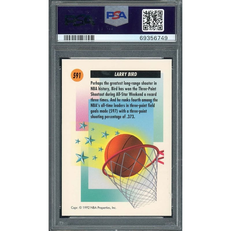 Larry Bird 1991 Skybox Basketball Card #591 Graded PSA 10 - 8'6" x 11'6"