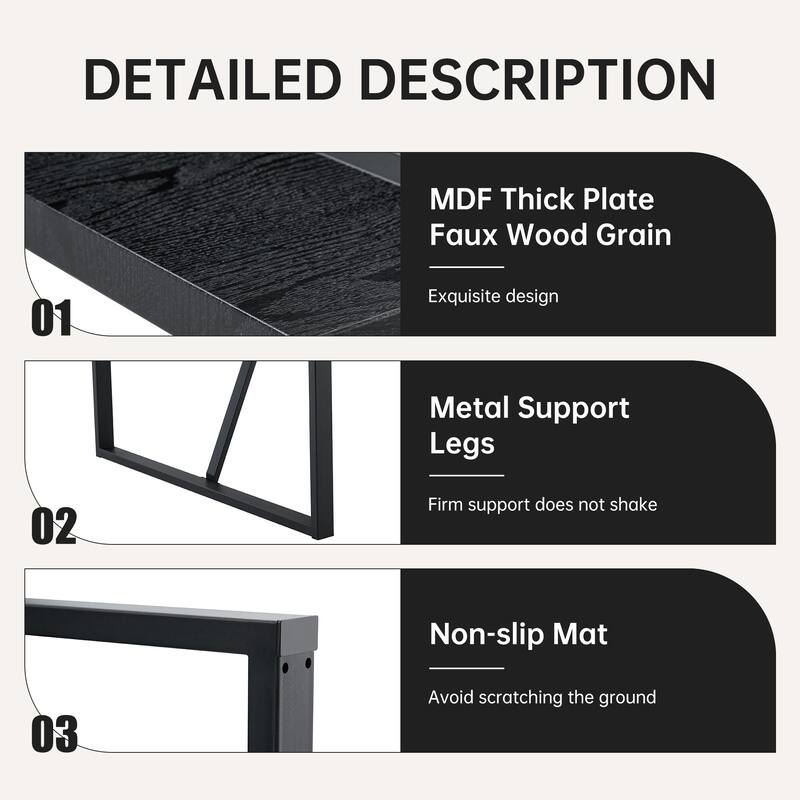 5-Piece Minimalist Retro Dining Table Set, Textured MDF Table & 4 Ergonomic PU Chairs, Fashion Design