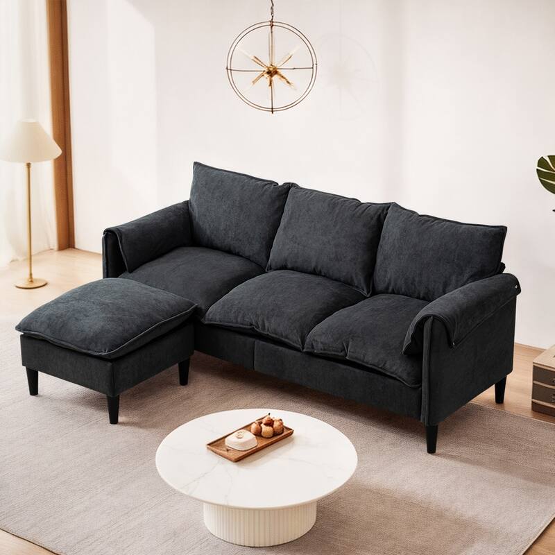 Convertible L-Shape Sofa Bed, Storage, Footstool, 3-Seater Multi-Space