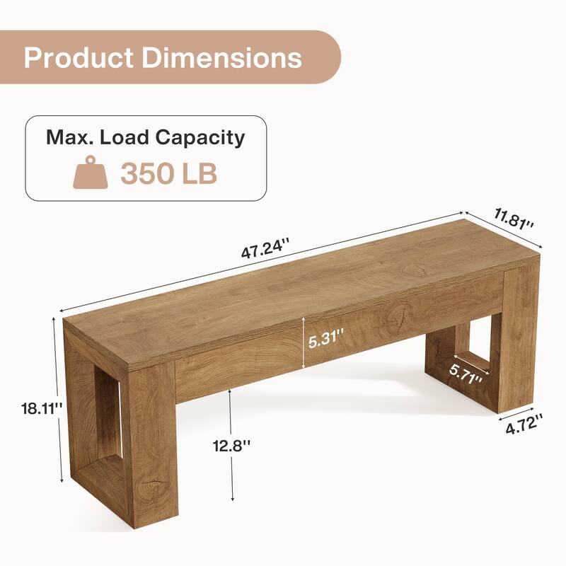 47 Inch Shoe Bench for Entryway / Living Room / Bedroom, Farmhouse Style - 47.24" W x 11.81" D x 18.11" H