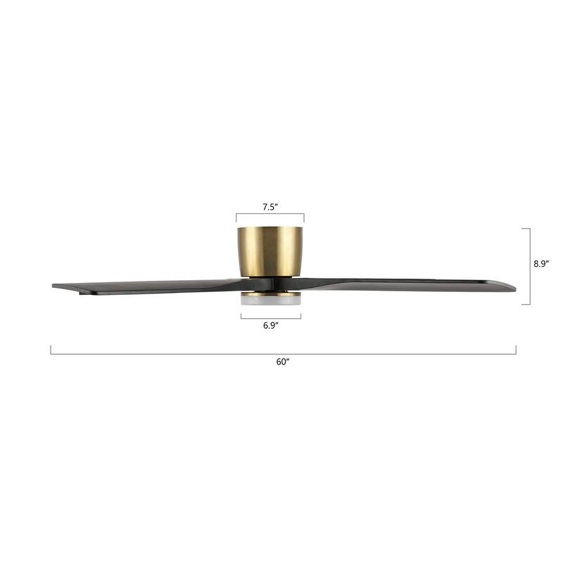 WINGBO 60" Flush Mount DC Ceiling Fan with Lights, 4 Reversible Blades, Hugger Low Profile Indoor Ceiling Fan