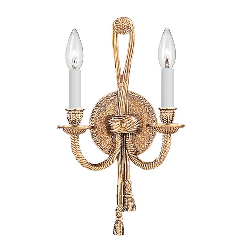 Crystorama 2 Light Olde Brass Cast Brass Wall Mount I - 8'' W x 15'' H x 5.5'' D - 8'' W x 15'' H x 5.5'' D