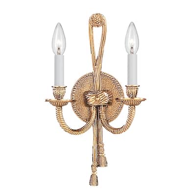 Crystorama 2 Light Olde Brass Cast Brass Wall Mount I - 8'' W x 15'' H x 5.5'' D