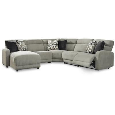 Signature Design by Ashley Colleyville Gray 5-Piece Power Reclining Sectional with Chaise - 104"W x 105"D x 39"H
