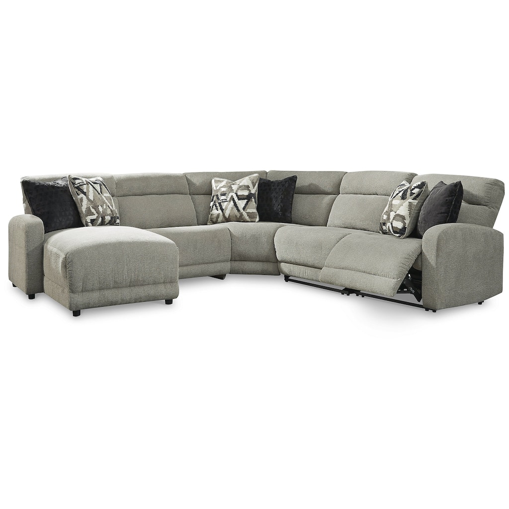 Signature Design by Ashley Colleyville Gray 5-Piece Power Reclining Sectional with Chaise - 104"W x 105"D x 39"H