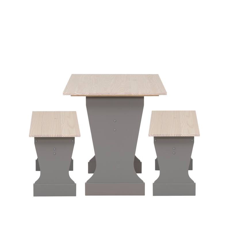 Tobin Grey Maple Table Bench 3PC Set