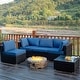 preview thumbnail 10 of 61, Costway 5PCS Patio Rattan Furniture Set Cushioned Sofa & Chair Coffee Navy